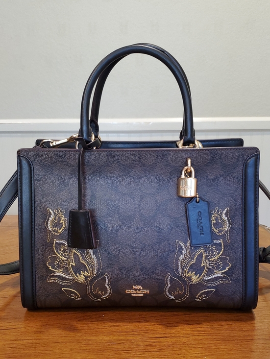 Coach Handbags - Coach Signature Embroidered Zoe Carryall